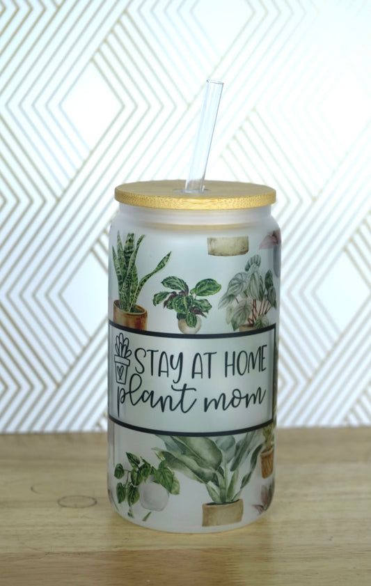 Stay At Home Plant Mom Glass Tumbler